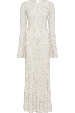 Chandra Knit Maxi Dress in Ivory Multi Beaded Cashmere Silk