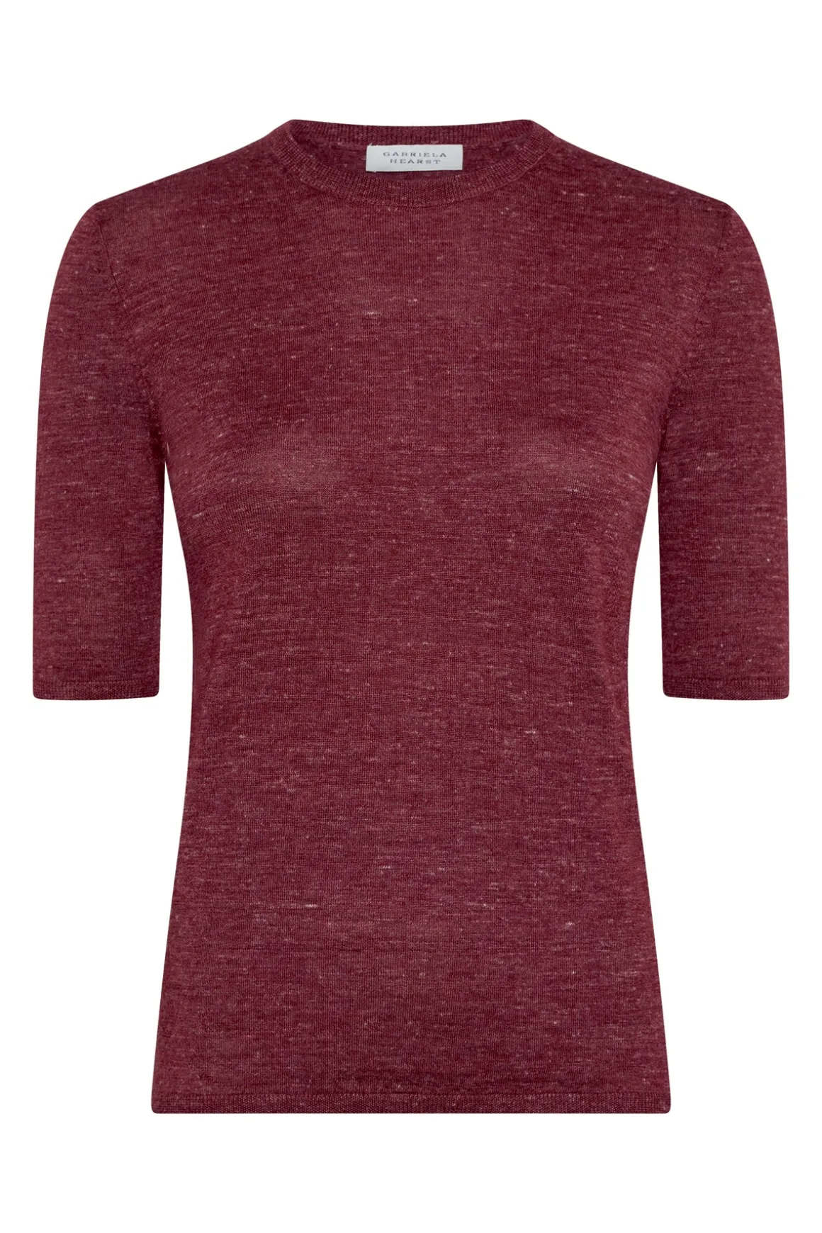 Chryse Knit T-Shirt in Bordeaux Cashmere Silk with Hemp