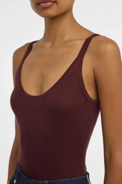 Cinxia Knit Tank Top in Bordeaux Cashmere Silk with Hemp