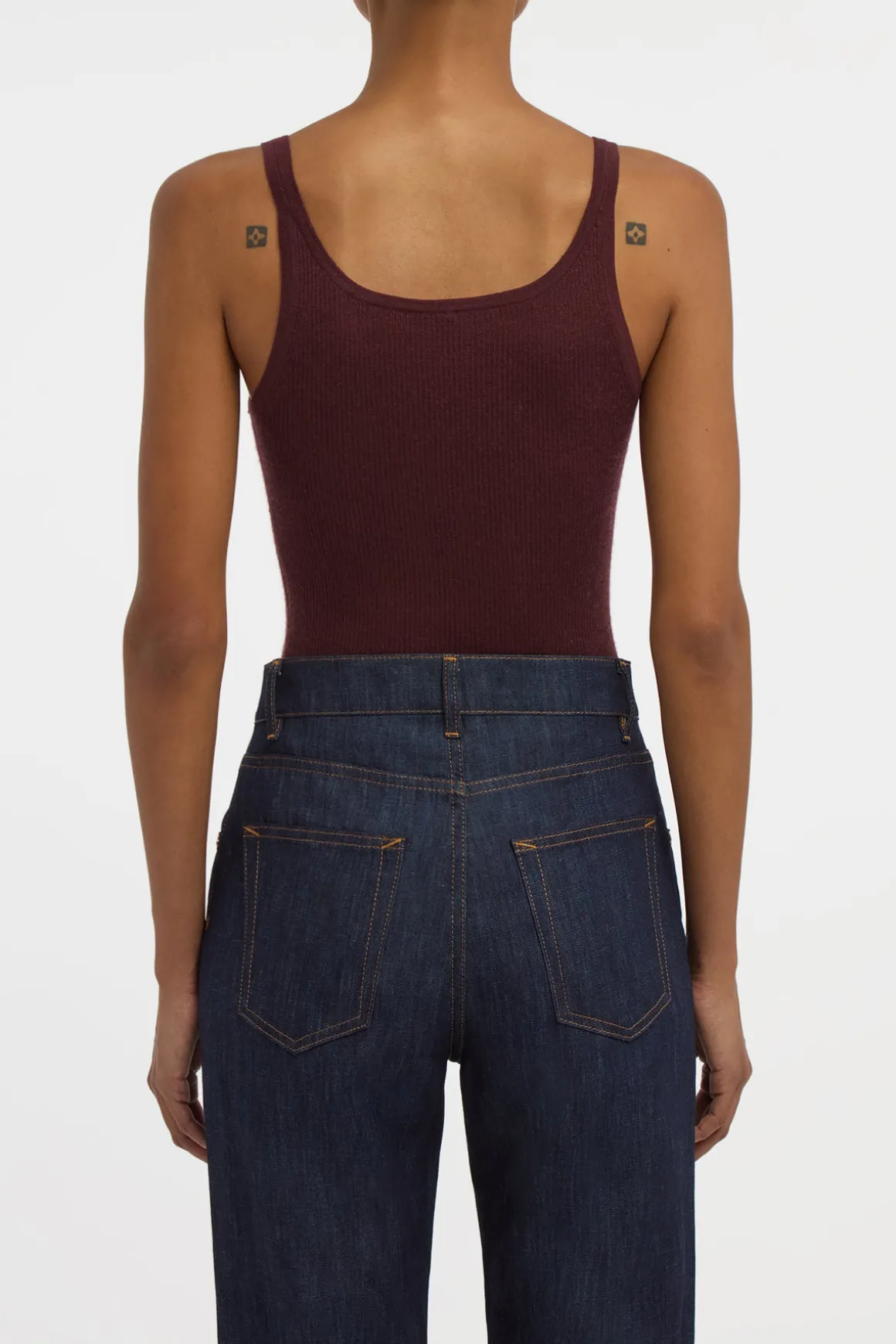Cinxia Knit Tank Top in Bordeaux Cashmere Silk with Hemp