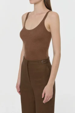 Cinxia Knit Tank Top in Chestnut Cahmere Silk with Hemp