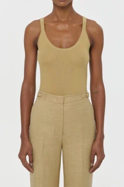 Cinxia Knit Tank Top in Hay Cashmere Silk