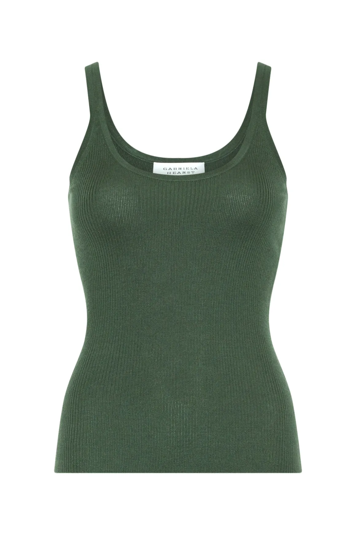 Cinxia Knit Tank Top in Olive Cashmere Silk