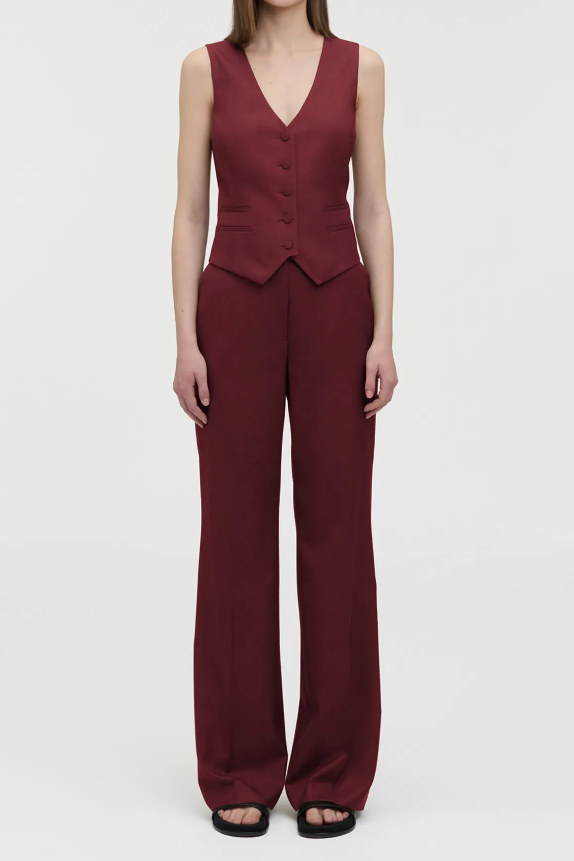 Coleridge Vest in Bordeaux Wool Silk