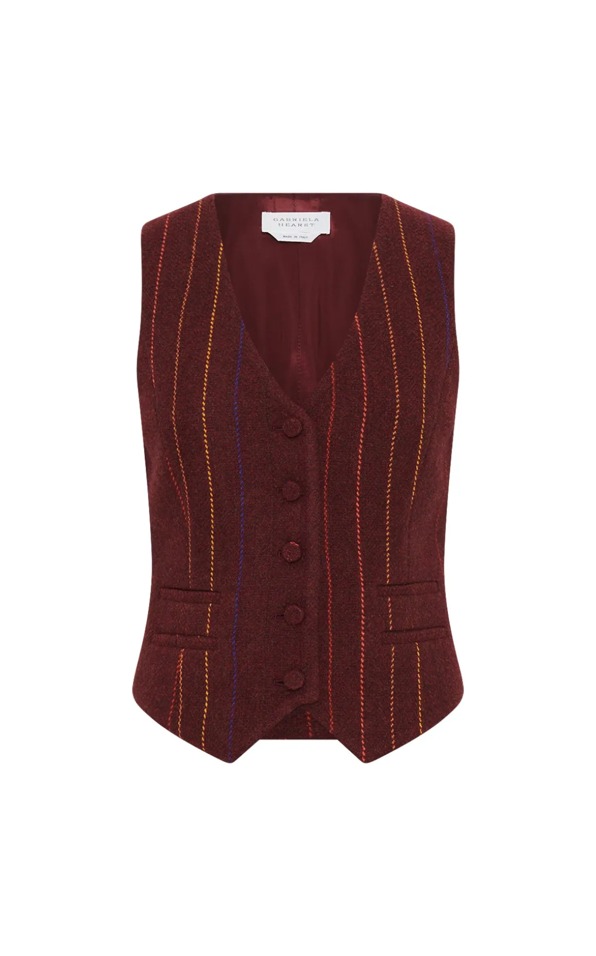 Coleridge Vest in Burnt Sienna Multi Pinstripe Wool Cashmere