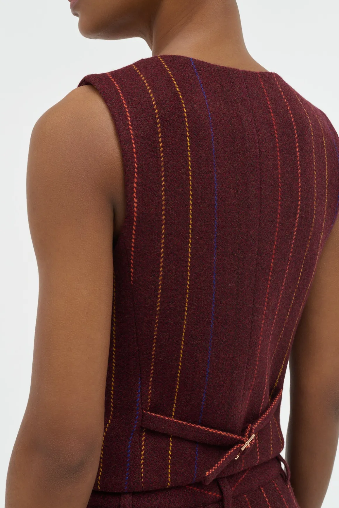 Coleridge Vest in Burnt Sienna Multi Pinstripe Wool Cashmere