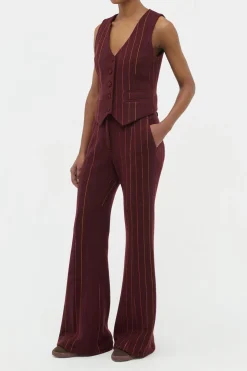 Coleridge Vest in Burnt Sienna Multi Pinstripe Wool Cashmere