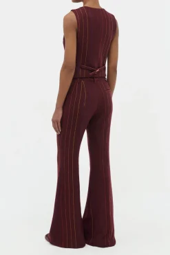 Coleridge Vest in Burnt Sienna Multi Pinstripe Wool Cashmere