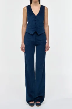 Coleridge Vest in Electric Navy Sea Island Cotton Corduroy