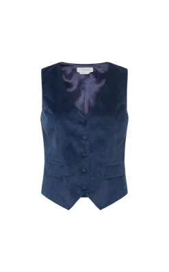 Coleridge Vest in Electric Navy Sea Island Cotton Corduroy