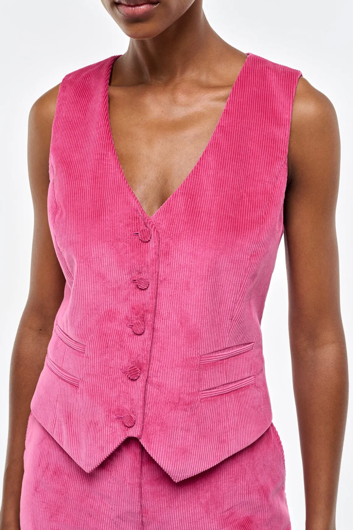 Coleridge Vest in Fuchsia Sea Island Cotton Corduroy