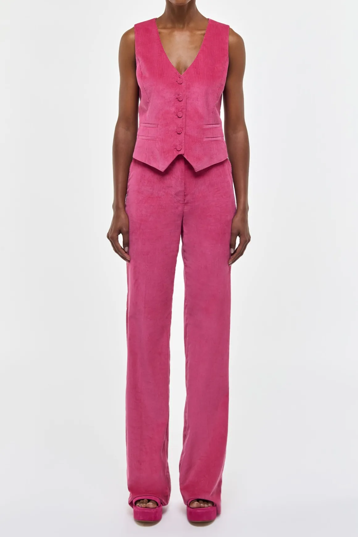 Coleridge Vest in Fuchsia Sea Island Cotton Corduroy