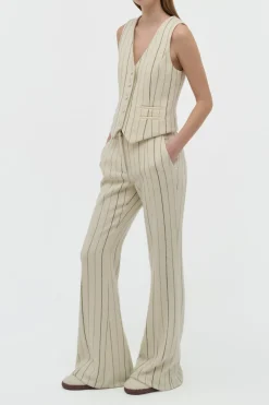 Coleridge Vest in Ivory Multi Pinstripe Wool Cashmere
