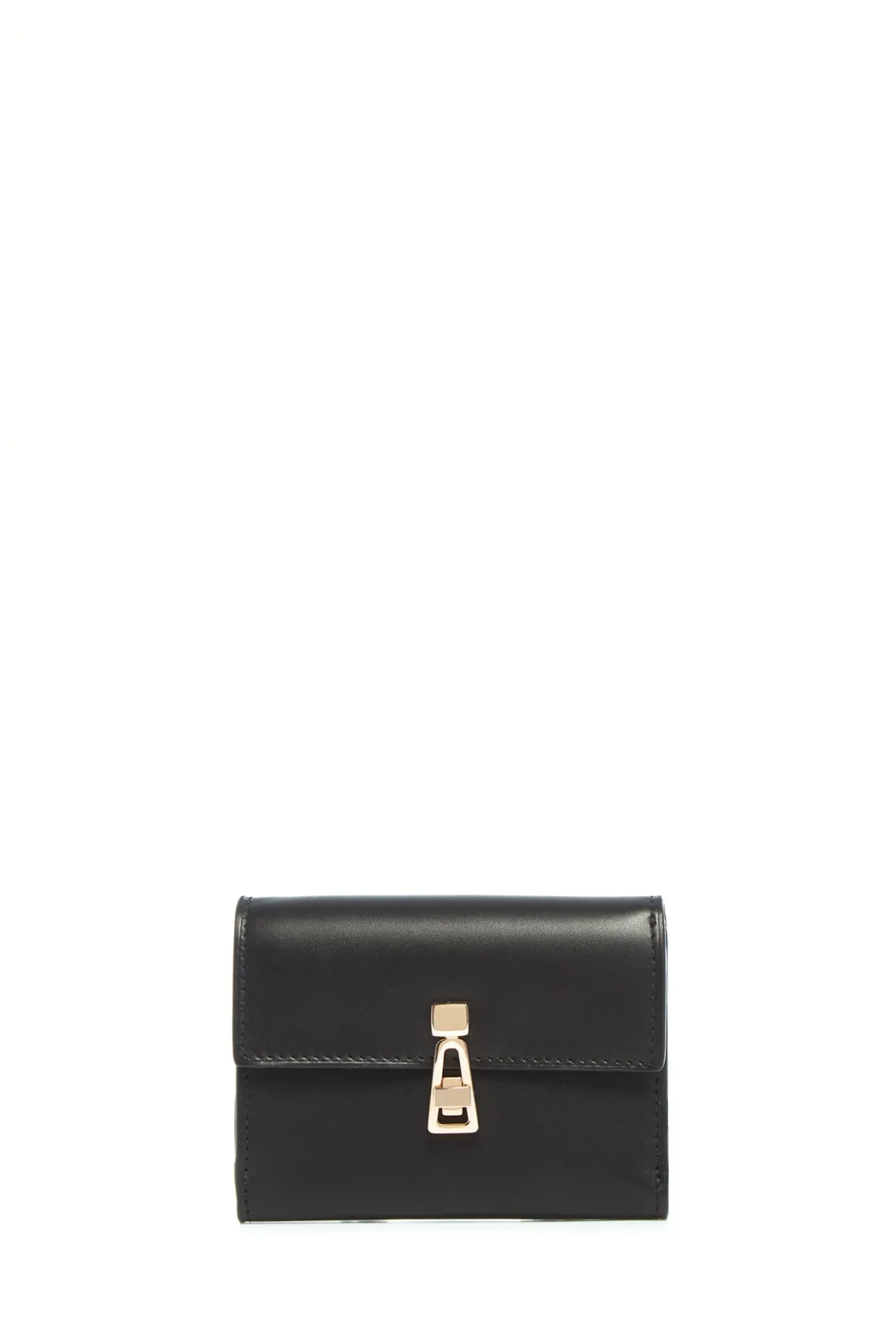 Compact Flat Wallet in Black Leather