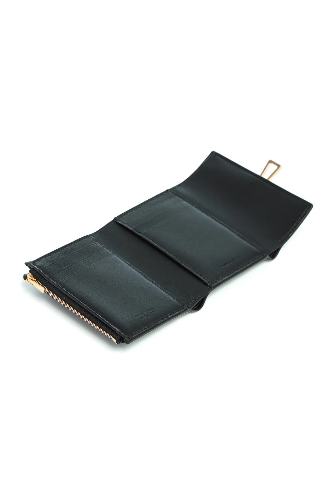 Compact Flat Wallet in Black Leather