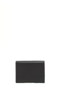 Compact Flat Wallet in Black Leather