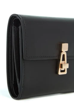 Compact Flat Wallet in Black Leather