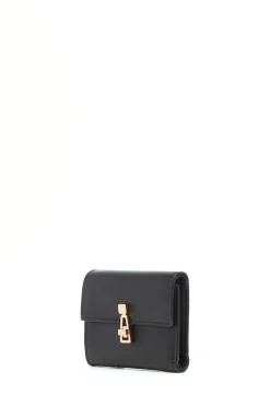 Compact Flat Wallet in Black Leather
