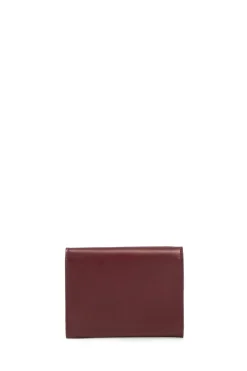 Compact Flat Wallet in Bordeaux & Pink Leather