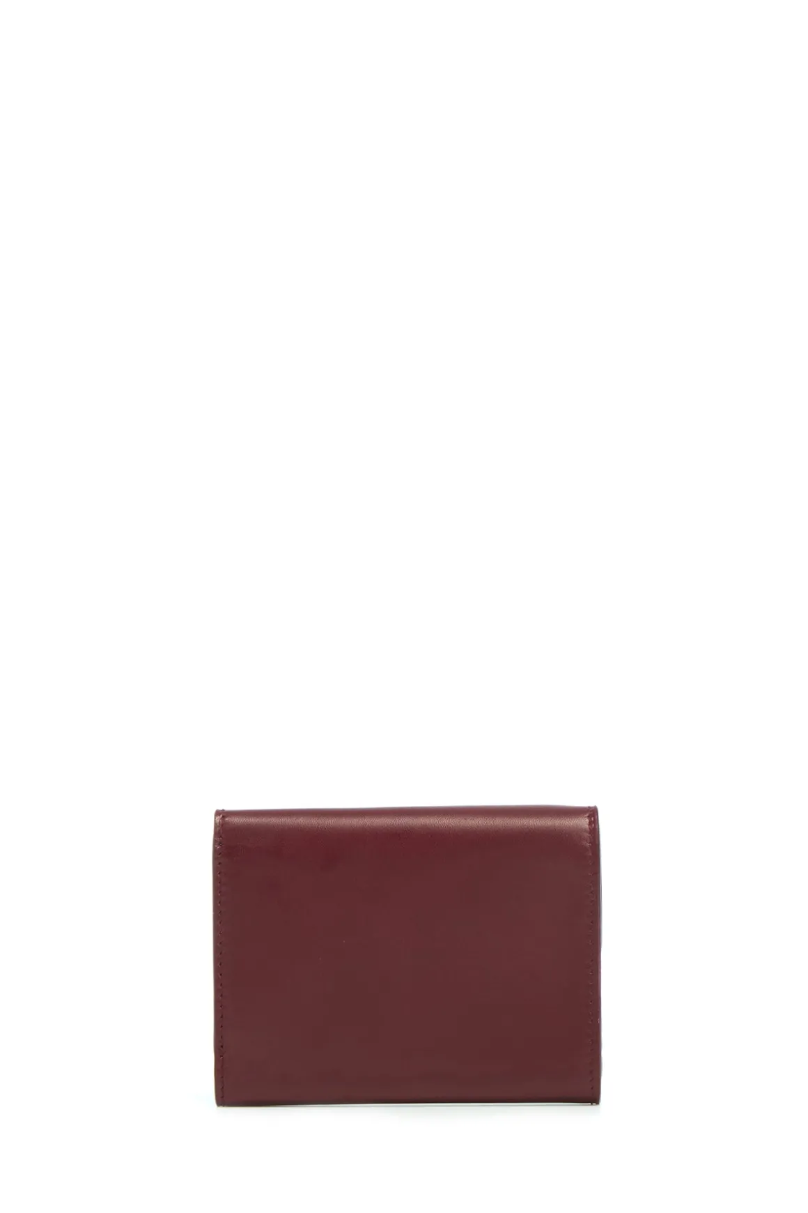 Compact Flat Wallet in Bordeaux & Pink Leather