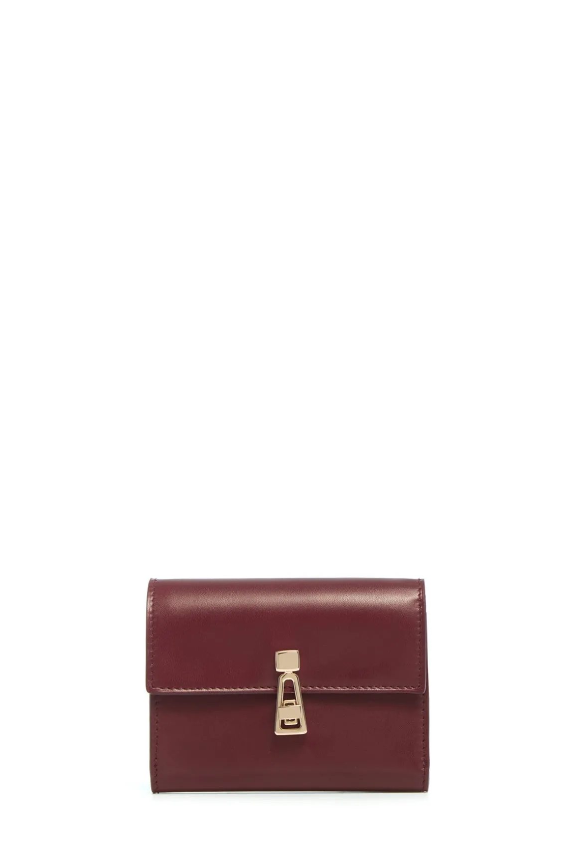 Compact Flat Wallet in Bordeaux & Pink Leather
