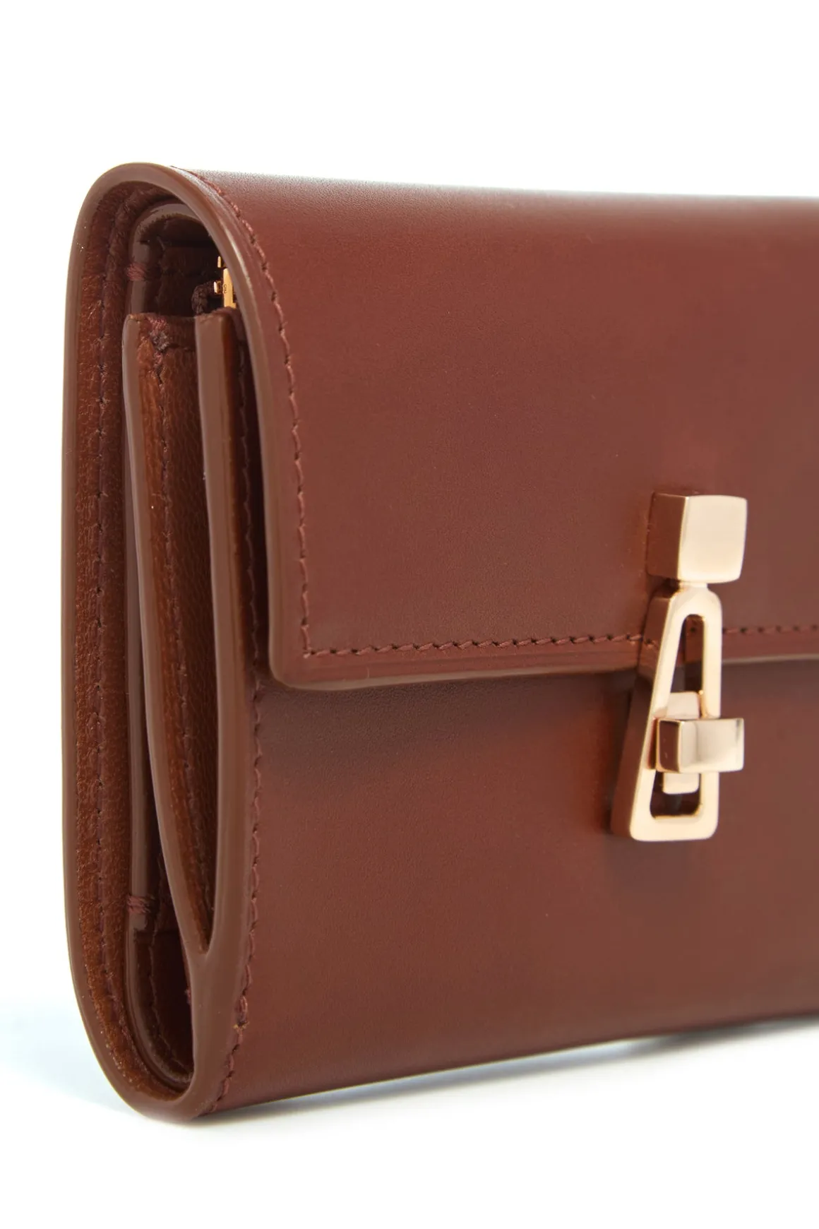 Compact Flat Wallet in Cognac Leather