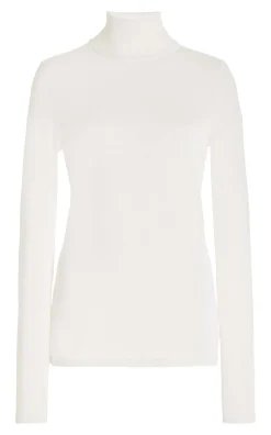 Costa Knit Turtleneck in Ivory Cashmere Silk
