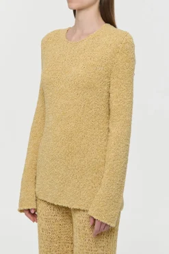 Crescenta Knit Sweater in Hay Silk Cashmere Linen