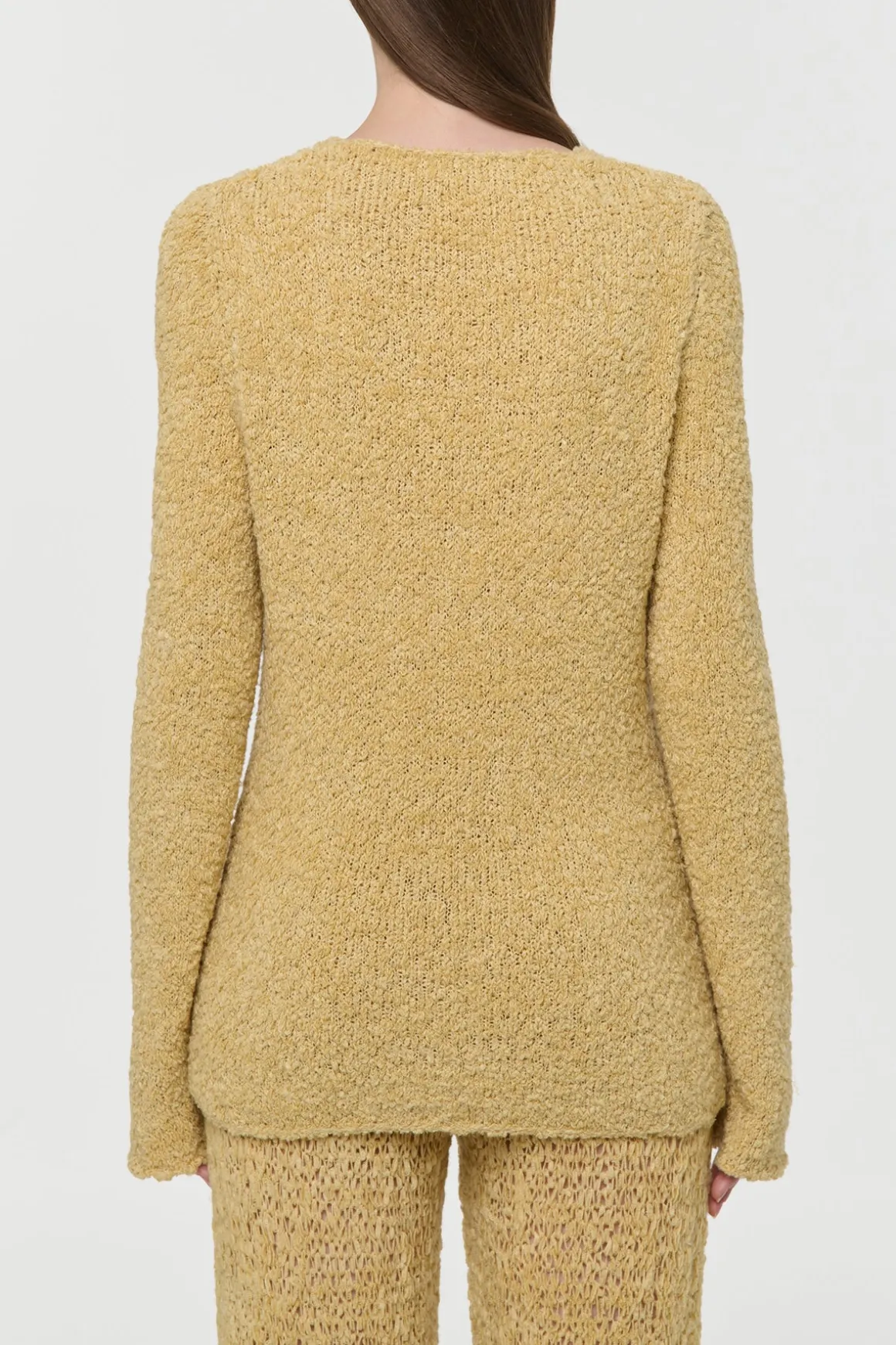 Crescenta Knit Sweater in Hay Silk Cashmere Linen
