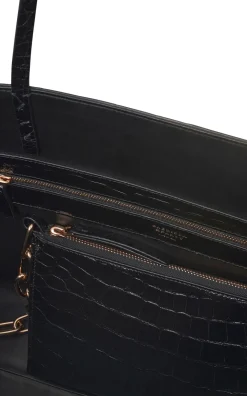 Croco Tote Bag in Black Crocodile Leather