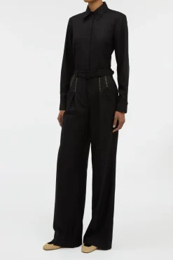 Cruz Shirt in Black & Camel Cashmere