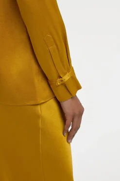 Cruz Shirt in Golden Birch Silk Satin