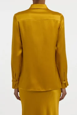 Cruz Shirt in Golden Birch Silk Satin