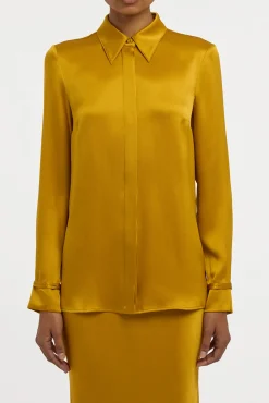 Cruz Shirt in Golden Birch Silk Satin