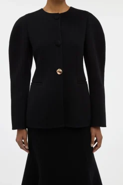 Daelan Jacket in Black Double-face Recycled Cashmere