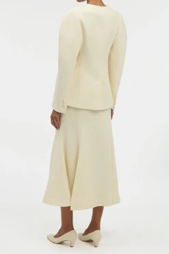 Daelan Jacket in Ivory Virgin Wool Silk Slub