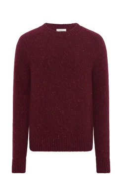 Daniel Knit Sweater in Bordeaux Speckled Aran Cashmere