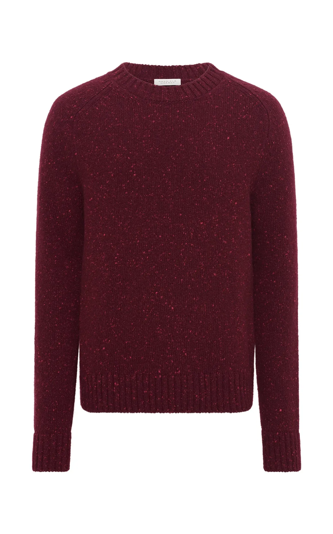 Daniel Knit Sweater in Bordeaux Speckled Aran Cashmere