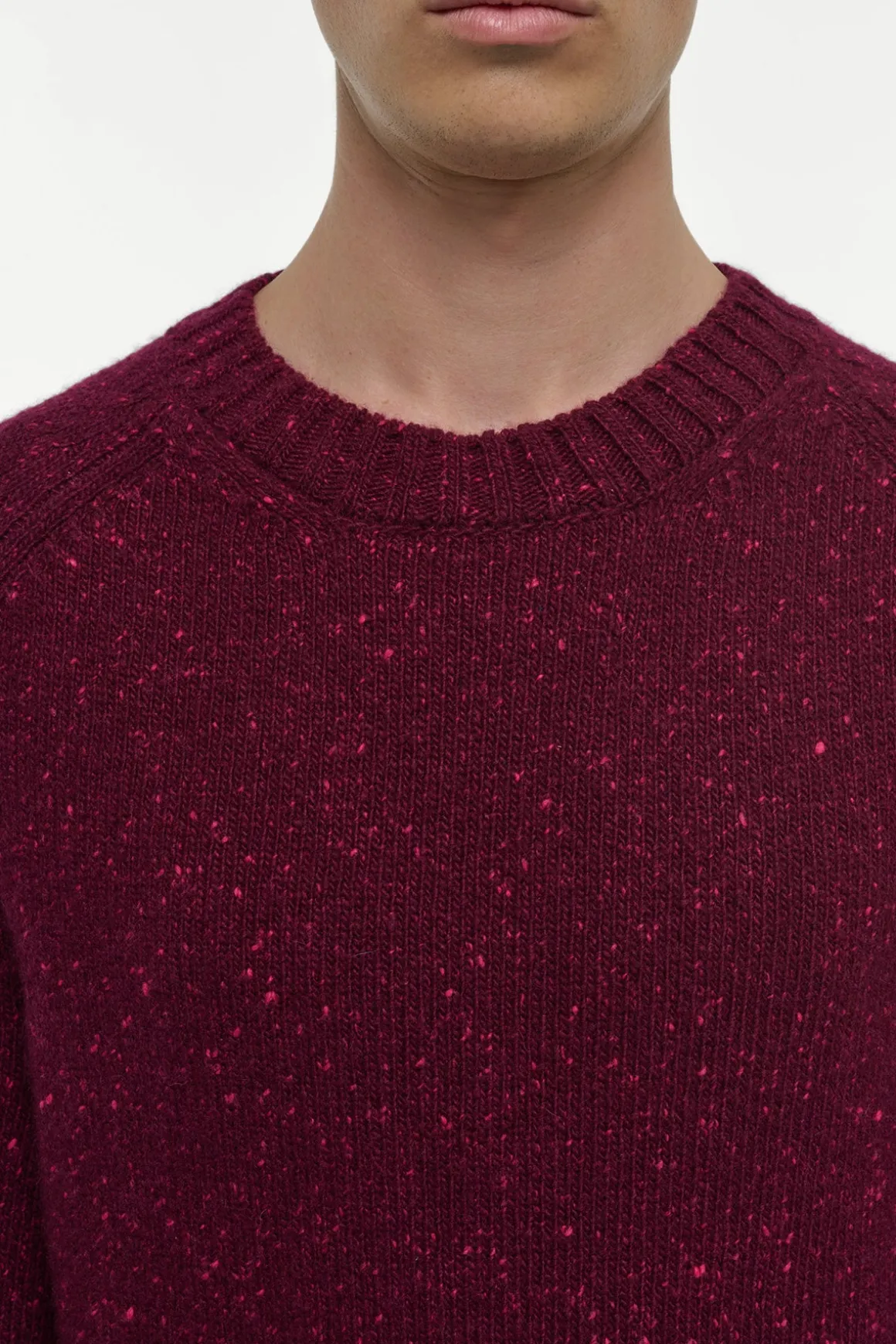 Daniel Knit Sweater in Bordeaux Speckled Aran Cashmere