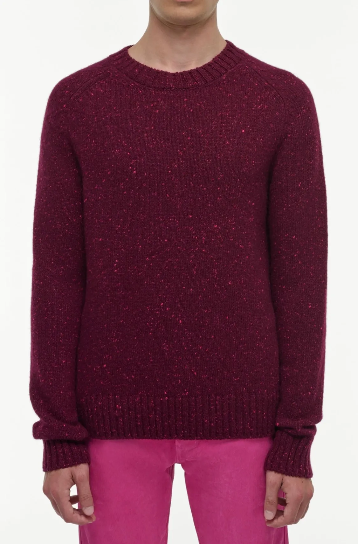 Daniel Knit Sweater in Bordeaux Speckled Aran Cashmere