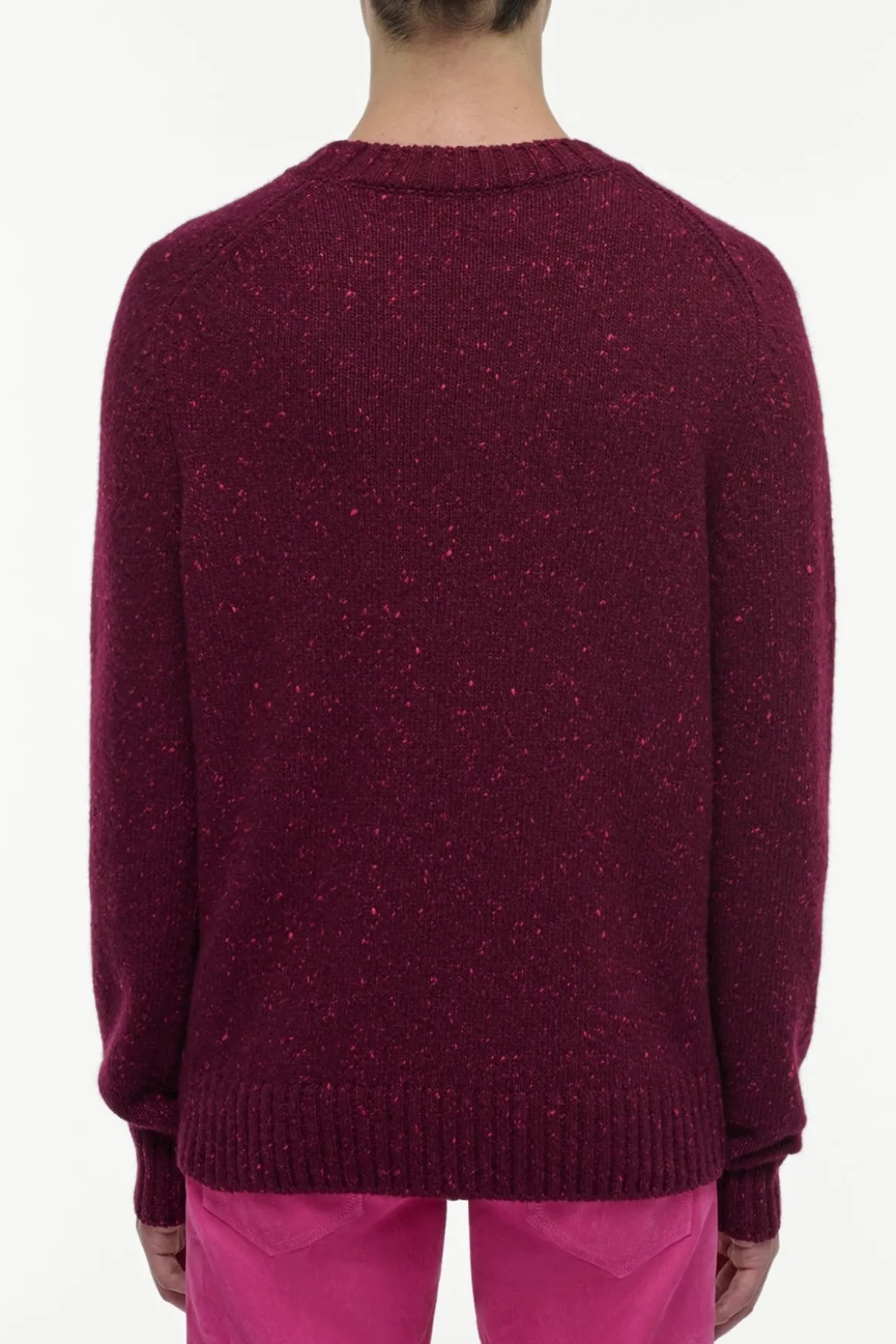 Daniel Knit Sweater in Bordeaux Speckled Aran Cashmere