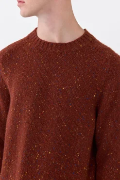 Daniel Knit Sweater in Burnt Sienna Multi Speckled Aran Cashmere