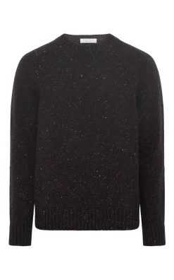 Daniel Knit Sweater in Charcoal Multi Speckled Aran Cashmere