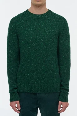 Daniel Knit Sweater in English Green Speckled Aran Cashmere