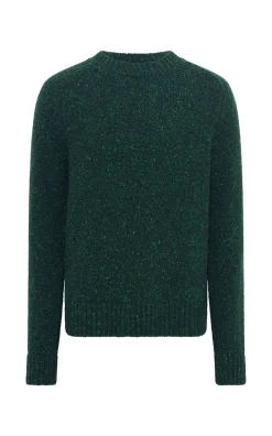 Daniel Knit Sweater in English Green Speckled Aran Cashmere
