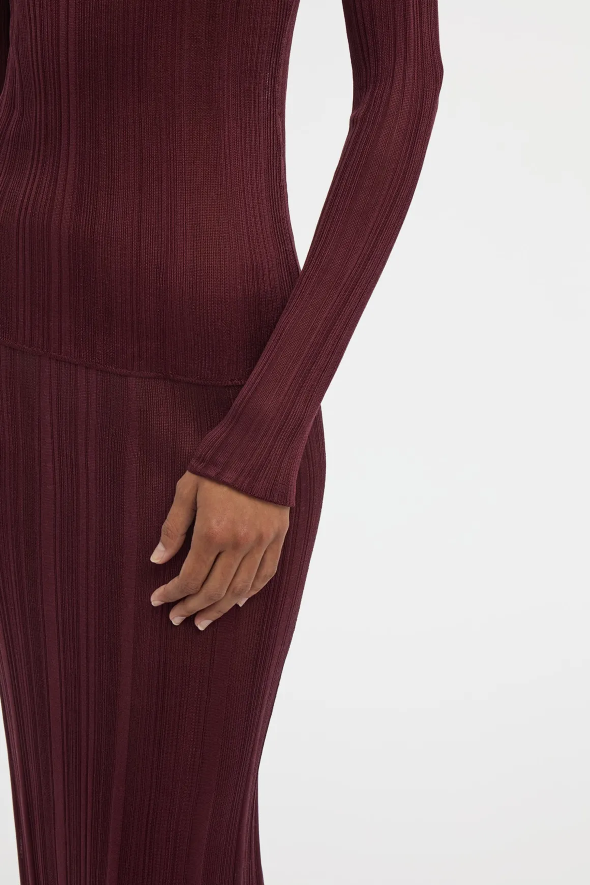 Daniella Knit Maxi Skirt in Bordeaux Silk