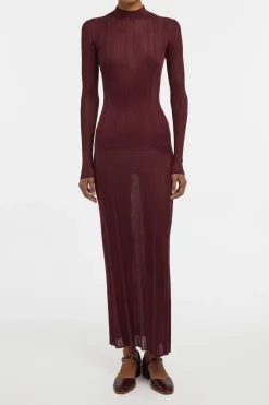 Daniella Knit Maxi Skirt in Bordeaux Silk