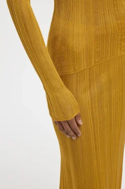 Daniella Knit Maxi Skirt in Golden Birch Silk