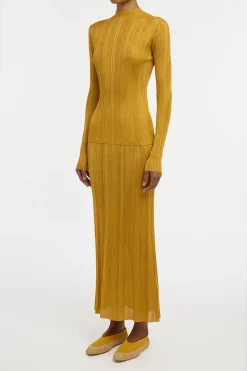 Daniella Knit Maxi Skirt in Golden Birch Silk