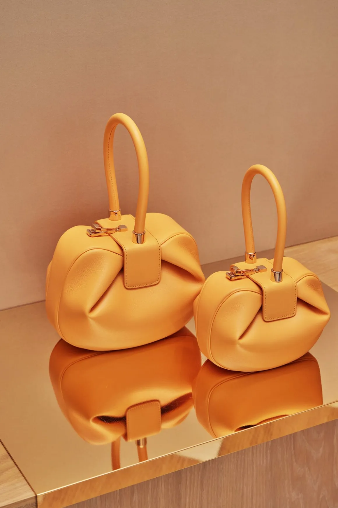 Demi Bag in Fluorescent Orange Nappa Leather